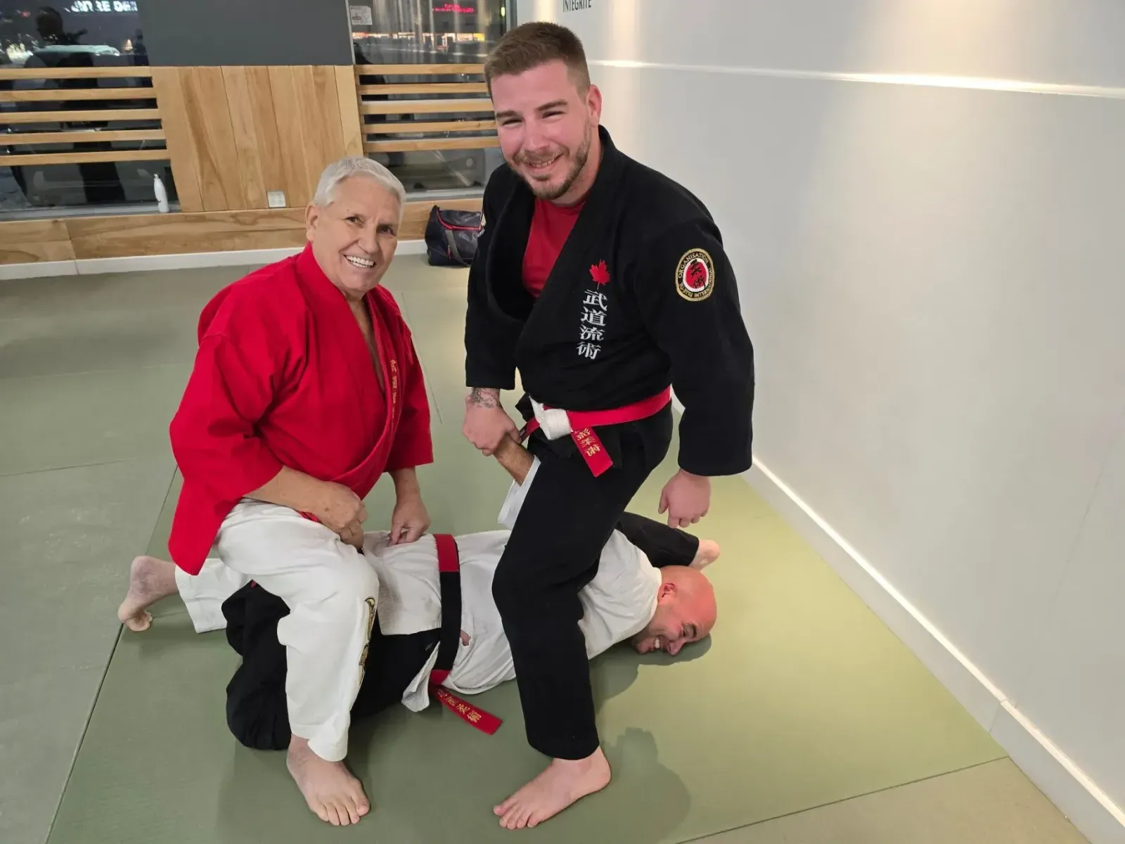 Soke Panneton training on the mat with OJI members